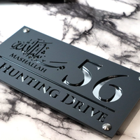 Plaque métallique personnalisée avec nom de rue, logo, numéro de maison en acrylique sur mesure, panneau d'adresse pour bureau, plaque nominative murale