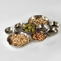 Plat de service moderne en aluminium à 9 compartiments, couleur or, pour mariage, fruits et noix – Tendance actuelle