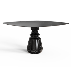 Pietra Square Estremoz Solid Wood <b>Dining</b> <b>Table</b> with Glass <b>Top</b> Contemporary Modern Design Stable Set for Home or Farmhouse Use - Product Image 6