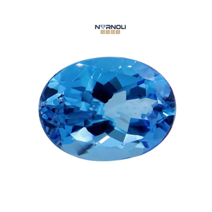 พลอยบลูโทแพซทรงรีธรรมชาติ  แบบเจียระไน  สีฟ้าคริสตัล  สำหรับทำแหวน จี้ หรือตัวเรือนแบบสั่งทำพิเศษ - Product Image 4
