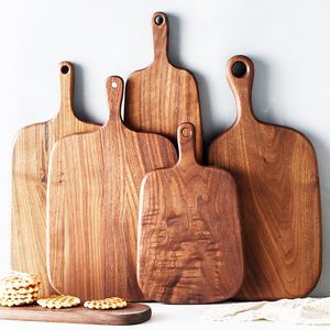 Planche à découper en bois Lot de 3 avec poignées pour décoration de cuisine Planche à découper en bois de forme carrée pour salon - Product Image 3