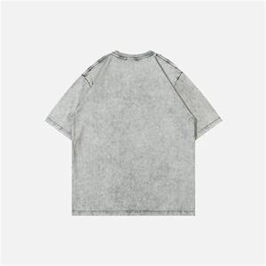 เสื้อทีเชิ้ตระบายอากาศได้ดีผ้าแคนวาสแขนสั้นสำหรับผู้ชายเสื้อคอกลมเย็บสองชั้นซักด้วยหินขนาดใหญ่พิเศษโลโก้ส่วนตัว - Product Image 5