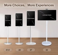 AOOWHAO Pantalla Inteligente Giratoria Android 4K con Pantalla Táctil Capacitiva 360 °   Pantalla de TV Portátil Giratoria con Ruedas Bloqueables para Sala de Estar