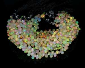 4X6mm-5X7mm ลูกปัดออปปอลหยดน้ำตา Briolette สีเหลืองทรงหลวมแฟนซีเครื่องประดับทองห้อยหลวมโอปอลเอธิโอเปีย - Product Image 4