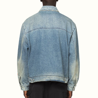 Vente en gros de vêtements de rue en coton avec logo personnalisé veste manteaux vintage en jean à col rabattu et fermeture éclair effet délavé