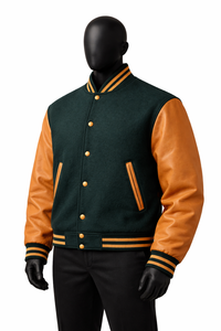 Veste universitaire en laine avec manches en cuir, patchs en chenille brodés sur mesure, style Letterman, pour le baseball et l'université, vente en gros - Product Image 5