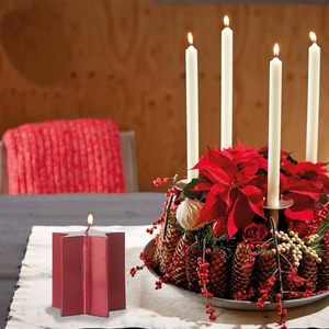 2 bougies de Noël en forme d'étoile rouge Pièce maîtresse élégante pour les décorations de Noël 7x7.5cm Inodore 12 heures de combustion - Product Image 3