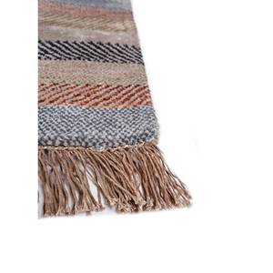 Manchaha Beige & <b>Brown</b> Hand Knotted <b>Wool</b> & Bamboo Silk Rugs-Les-2428 Striped Rectangle for Bedroom and Hallway for Home Use - Product Image 4