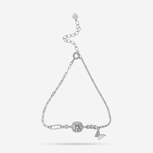Pulsera de Plata 92.5 con Diseño de Mariposa y Llave, Baño de Rodio y Oro, con Diamantes y Circonitas como Piedras Principales, Estilo Religioso, Ideal para Regalos y Fiestas - Product Image 4
