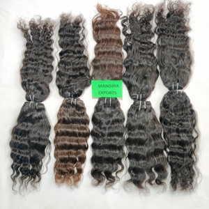 Venta al por mayor 100% sin procesar cutícula alineada templo indio extensiones de cabello humano virgen negro ondulado Paquete de proveedor mejor - Product Image 1