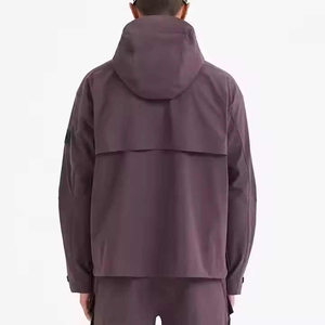 2025 Veste coupe-vent décontractée en toile à demi-fermeture éclair pour hommes avec logo personnalisé pull imperméable et grande poche avant - Product Image 3