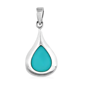 Pendentif en argent 925 en forme de larme avec turquoise, bijoux en pierres précieuses fines pour femmes, bagues élégantes - Product Image 1