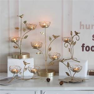 Porte-bougie élégant en métal doré en forme de nid d'oiseau pour centre de table, salon, table à manger et décoration intérieure - Product Image 3