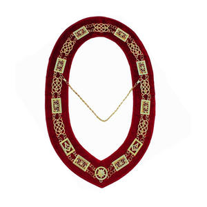 Grand Officier Bleu Lodge Chaîne Collier Plaqué Or Sur Velours Rouge Tous Accessoires Maçonniques sur Prix de Gros - Product Image 1