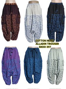 New Fashionable Aladdin Cotton Hemp Boho Festival <b>Trousers</b> Multicolor Solid Pattern Yoga <b>Travel</b> Casual Wear Logo Waist - Product Image 5