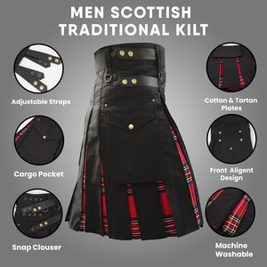 Kilt en tartan Royal Stewart pour hommes - Kilt hybride écossais moderne avec poches cargo - Product Image 4