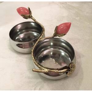 Round Shape Hammered Texture High Grade Gold Plated Premium Quality Metal <b>Food</b> And Nuts Serving Set Of 3 Bowl With Serving <b>Tray</b> - Product Image 2