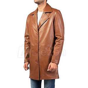 Abrigo de cuero para hombre Abrigo de cuero de ajuste largo para hombre Abrigo de cuero ideal para ropa informal y formal para uso diario - Product Image 6
