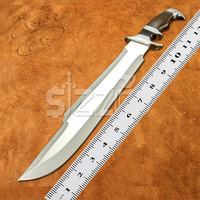 Couteau de chasse et de camping Bowie à lame fixe en acier D2, fait main et personnalisé, avec poignée en bois et étui en cuir, garantie OEM de 3 ans