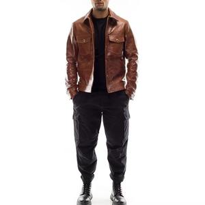 Blouson aviateur en peau de mouton de qualité supérieure, broderie personnalisée, fermeture éclair, toile enduite, streetwear unisexe, vestes en cuir pour hommes - Product Image 2