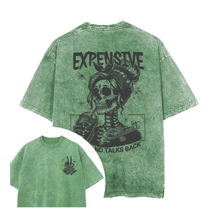 เสื้อยืดผ้าฝ้าย100% โอเวอร์ไซส์สำหรับผู้ชายเสื้อแนวสตรีทแวร์ฟอกสีแบบวินเทจ - Product Image 5