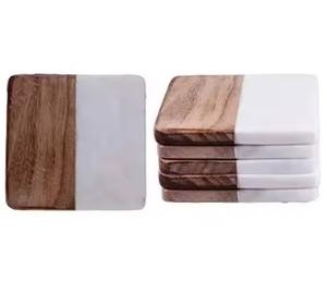 DESIGNS ÉLÉGANTS WC38 Style classique Design unique Dessous de verre en bois naturel frais Forme carrée pour tasse Dessus de table en verre personnalisé - Product Image 3