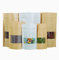 Sacs en papier kraft refermables avec fermeture éclair, personnalisés, imprimés, de haute qualité, classiques, en matériaux recyclés, pour l'emballage alimentaire