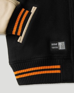 Chaqueta de cuerpo de lana Letterman para hombre de alta calidad con mangas de cuero de vaca genuino Chenille bordado Geedup Varsity Jacket - Product Image 3