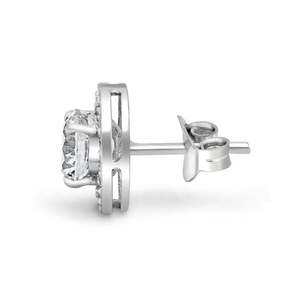 NOVAMART Fine Zarkan Royal <b>Silver</b> <b>Stud</b> <b>Earrings</b> Trendy Ethnic Flower Pattern Classic Copper with Zircon Pearl Diamond for Weddin - Product Image 4