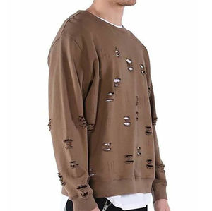 Sudaderas desgastadas completas hechas a medida para hombres Unisex en blanco Vintage ácido lavado angustia 100% algodón francés Terry sudaderas - Product Image 2