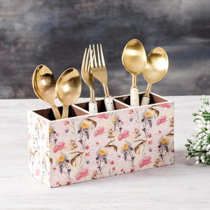 Enamel Print Cutlery Holder Kitchen Utensils Holder MDF Organizer High Quality <b>Tabletop</b> Cutlery <b>Storage</b> Holder - Product Image 1