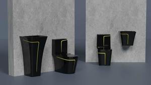 Sanitarios Inodoros Wc Gold Line Design Baño Cerámica Una pieza Inodoro de color blanco dorado - Product Image 2