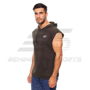 เสื้อมีฮู้ดแขนกุดสำหรับผู้ชายเสื้อมีฮู้ดสำหรับออกกำลังกายในยิมพิมพ์โลโก้ได้ตามต้องการ - Product Image 5