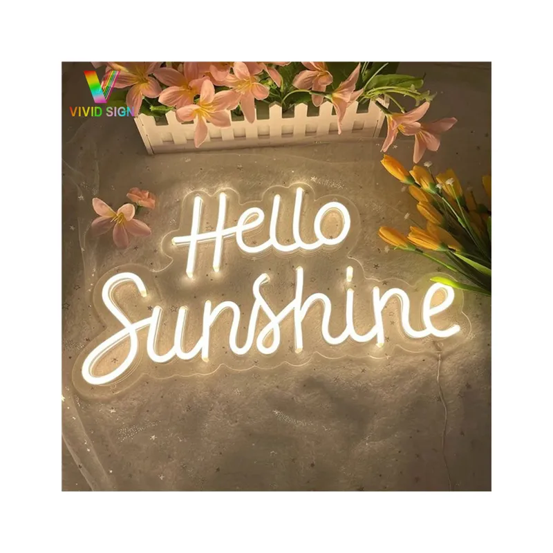 Drop shipping flex neon sign Custom silicone neon lights indoor hello sunshine neon sign for home party