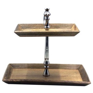 ขาตั้งเค้กโลหะและไม้หรูหรา3ชั้นไม้ธรรมชาติและเงินสำเร็จรูปที่ดีที่สุดของหวานยืนสำหรับร้านอาหารและโรงแรม - Product Image 2