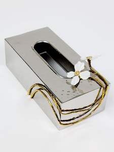 <b>Gold</b> Plated Napkin <b>Paper</b> Box in Metal with Simple Rectangular Design Perfect for Tabletop Use - Product Image 5