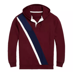 Sudaderas con capucha de diseño Premium para hombre abotonadas para Polo Top básico con capucha de color vino Streetwear algodón mezclado para invierno Digital - Product Image 1