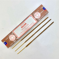 Bâtonnets d'encens en musc Satya 15g x 12 produits parfumés pour la maison pour soulager le stress décor spirituel et décor de méditation à faible fumée