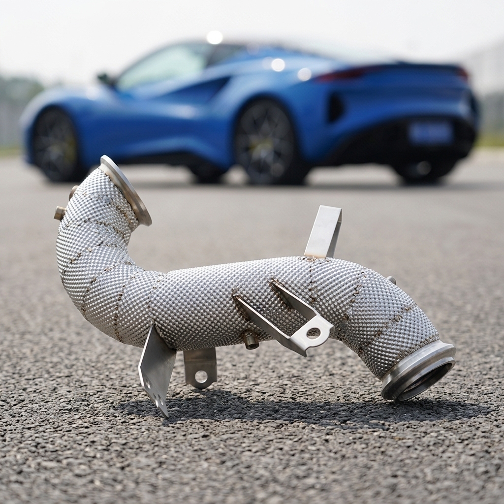 VantaFlow Raw Finish With Heat Shield Straight Downpipe for Lotus Emira 2.0T I4 2022-2026