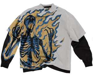 Sudadera personalizada con diamantes de imitación desgastados peso pesado bordado transpirable manga larga doble capa camisetas de gran tamaño para hombre - Product Image 2