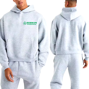 Sudadera con capucha de forro polar grueso de poliéster/algodón, transpirable, gris ceniza, talla grande, con refuerzo apilado, personalizada, para envío mundial - Product Image 4