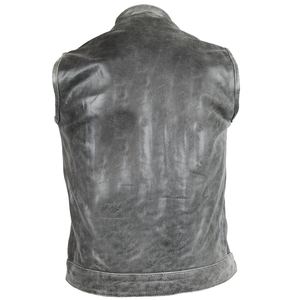 Men's Fashionable <b>Plus</b> <b>Size</b> Sleeveless Cowhide Leather <b>Waistcoat</b> Winter Motorbike Vest - Product Image 4