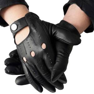 Wolson Industry Gant de conduite automobile de qualité supérieure en cuir véritable Gants en cuir demi-doigt à la mode pour produit unisexe - Product Image 3