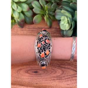 Vintage Navajo Sterling <b>Silver</b> <b>Cuff</b> <b>Bracelet</b> with Multi-Color Stones Fashion Accessory - Product Image 2