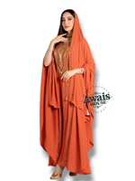 Kaftan de soirée pour femmes musulmanes, modeste, simple, en mousseline, orné de perles, de cristaux et de broderies, couleur unie, longueur ras du sol, coupe trapèze, en tissu non tissé