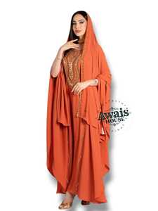 Vestido de Noche Largo hasta el Suelo, Estilo Musulmán, Modesto, Sencillo, de Gasa, con Cuentas, Cristales, Lentejuelas, Bordado de Lujo, Color Sólido, Corte en A - Product Image 3