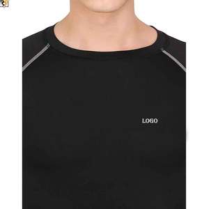 Activewear <b>Black</b> Athletic Short Sleeve Tee <b>Shirt</b> stretchable <b>Compression</b> Workout Gym Men's T <b>Shirts</b> wholesale prize - Product Image 3