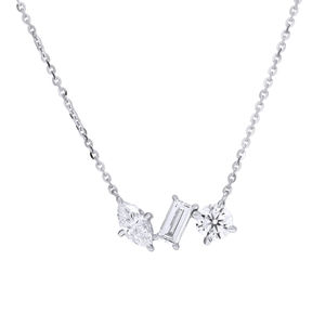 1.50Ct Baguette Marquise et Round Lab Grown Diamond Womens Pendant Colliers Made in Sterling Silver Affordable Luxury - Product Image 2