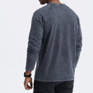 T-shirt décontracté surdimensionné pour homme, délavé à l'acide, 260 grammes, en gros, manches longues, délavé à l'acide, à vendre, fournisseur pakistanais personnalisé - Product Image 2