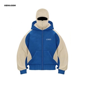 Sudadera con capucha de máscara facial completa personalizada con máscara facial Sudadera con cremallera para hombre Sudaderas con capucha de peso pesado lisas Chaqueta con capucha con cremallera Personalizable - Product Image 1